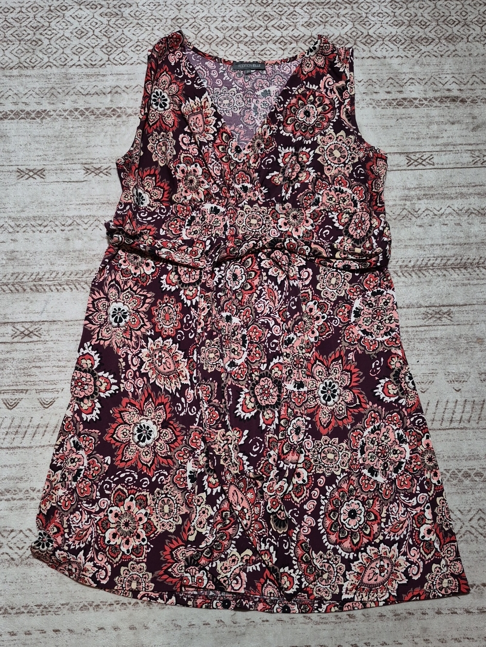Addition Elle Burgundy Floral Midi Dress